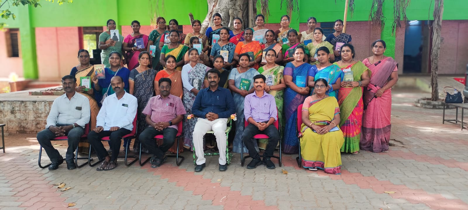 Mr.Baskaran from Aparajitha Foundations with the teachers